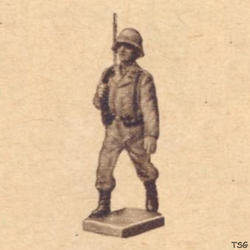 Lineol Gunner marching, rifle hanging behind