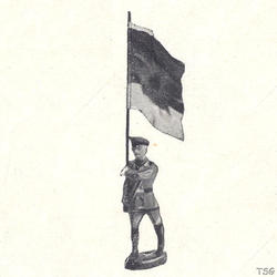 Elastolin Flag bearer marching, with flag