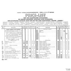 Lineol Lineol price list 1932