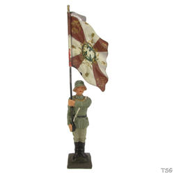 Lineol Flag bearer standing at attention, with traditional flag